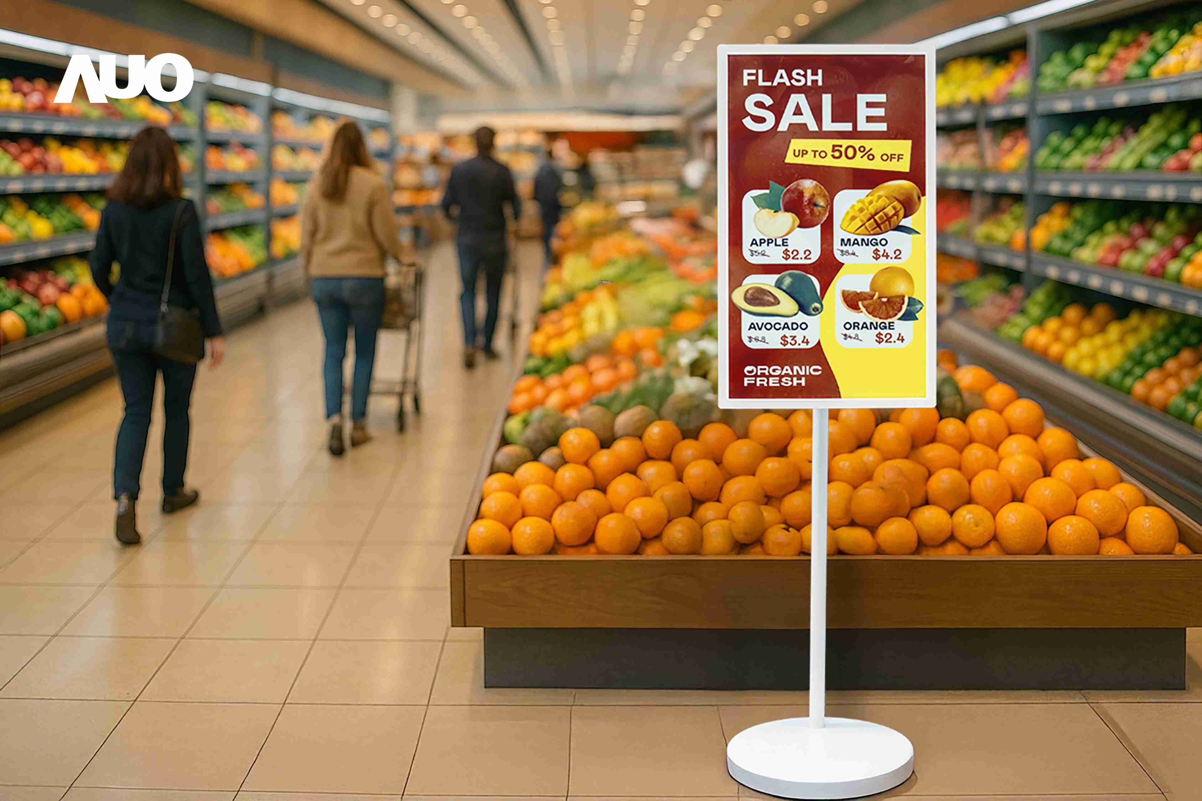 达擎首亮相低功耗、、全彩的〝aecoPost电子纸解决方案〞，，，，仅在更新画面时需要微量的电力驱动，，，无需布建电线的便捷设计，，使其可灵活应用、、随意置放，，并可透过云端或行动装置app，，，，轻松管理及排程广告内容，，晋升店头营销利器。。。。